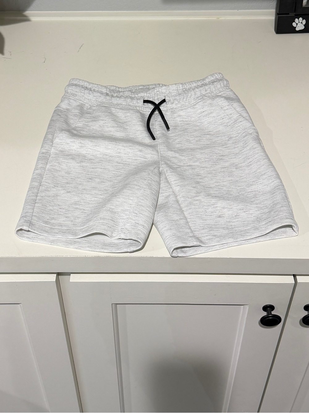 Boys White Heather Lounge Shorts with Drawstring